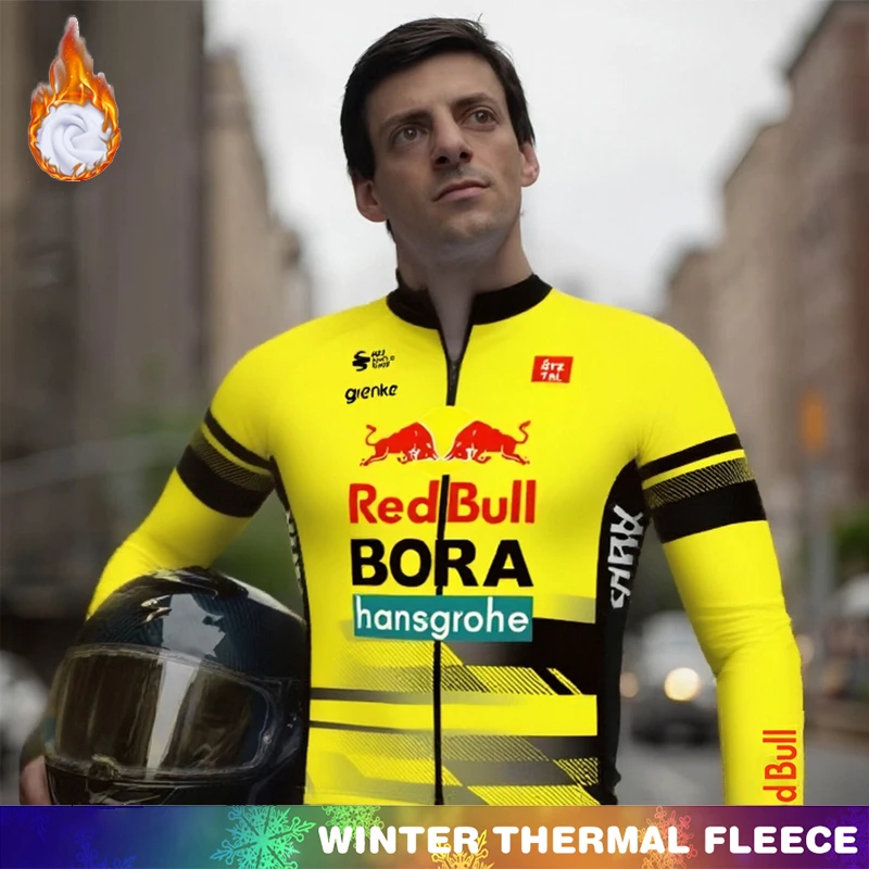 

Зимний трикотаж для велоспорта Red Bull, термоэкипировка, флисовый мужской костюм 2025 года, мужская одежда Maillot Ciclismo Hombre Mtb с длинным рукавом