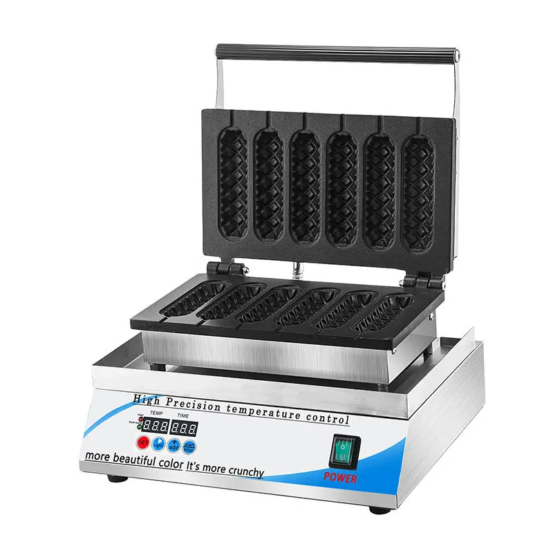 Corn Dog Waffle Machine 6PCS Electric 110V/220V Non-stick Crispy French Muffin Irons Stainless Steel