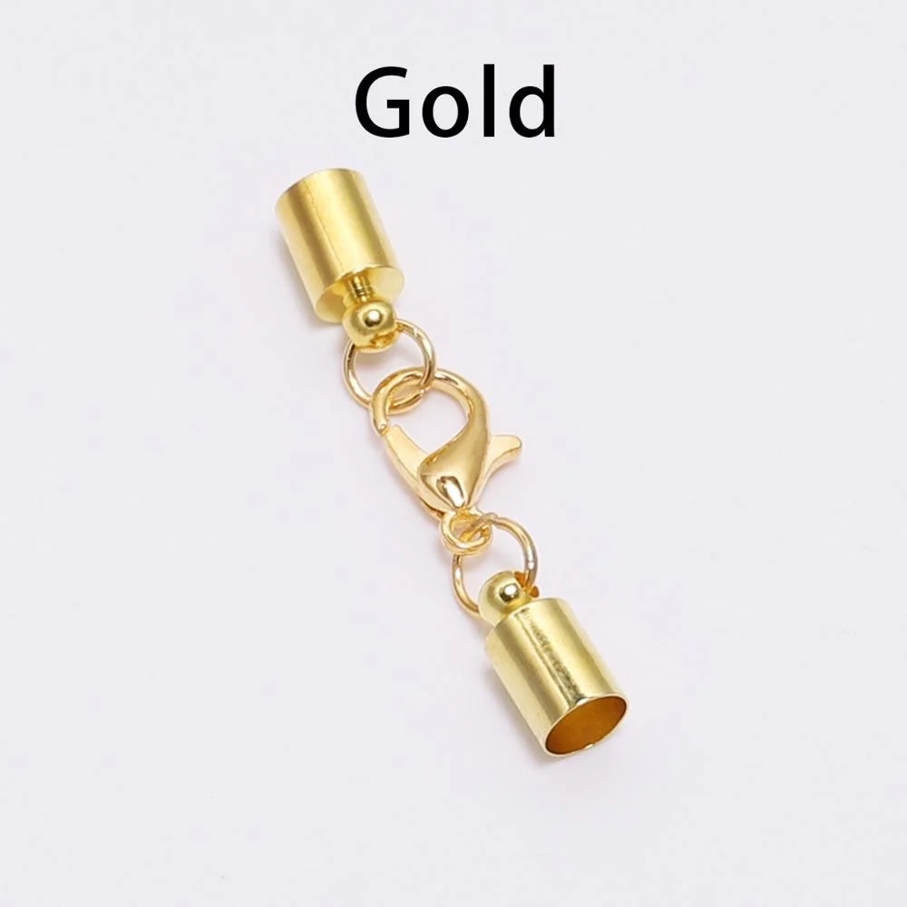10pcs 3mm Bracelet Lobster Clasps Hooks Crimp Cord End Tip Caps Connectors For Jewelry Making Findings Supplies