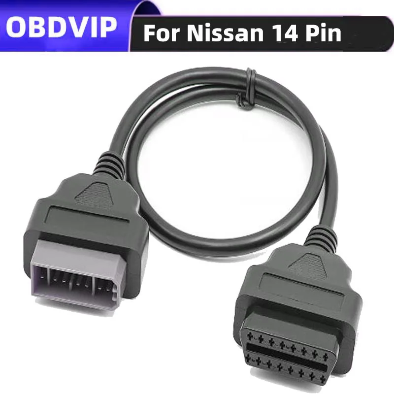 14Pin OBD Cable Suitable for Nissan 14 pin to 16 pin OBD2 Extension Adapter Cable Works on 14PIN for Nissan Old Car