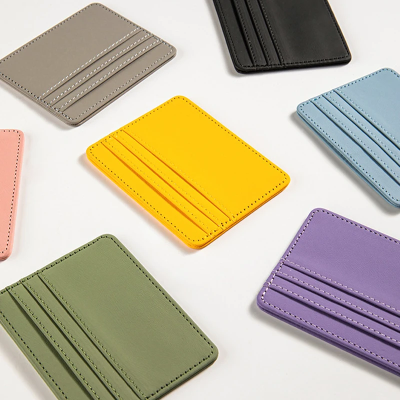 PU Leather Card Holder Multi Slots Anti Demagnetization Credit ID Card Protector Thin Pocket Card Wallet Wholesale