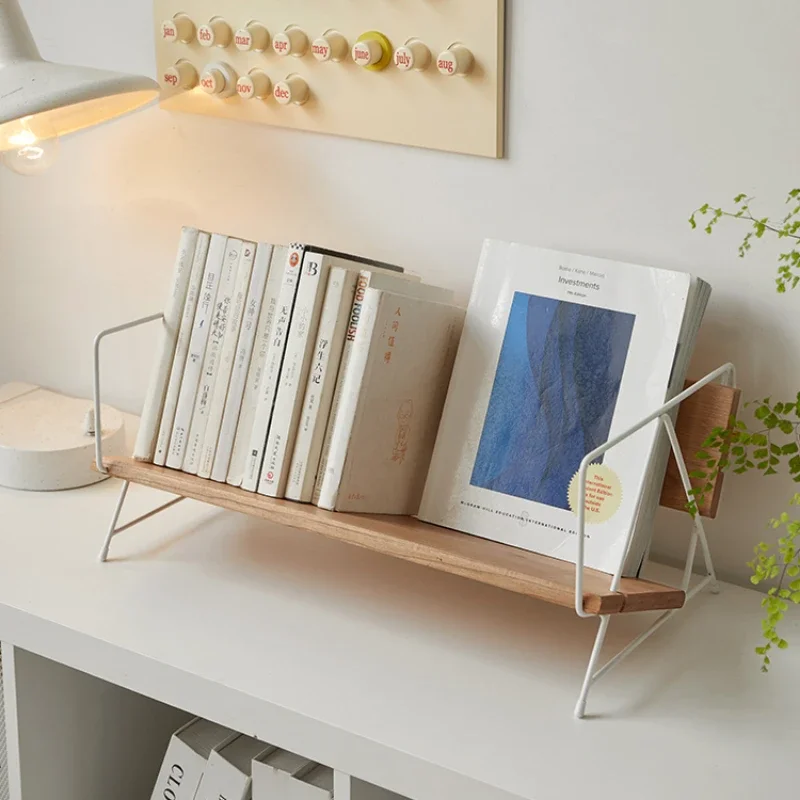 Nordic Vintage Book Holder Bench-Style Bookshelf Black Walnut Storage Rack Desktop Book Organizer Sleek Book Storage