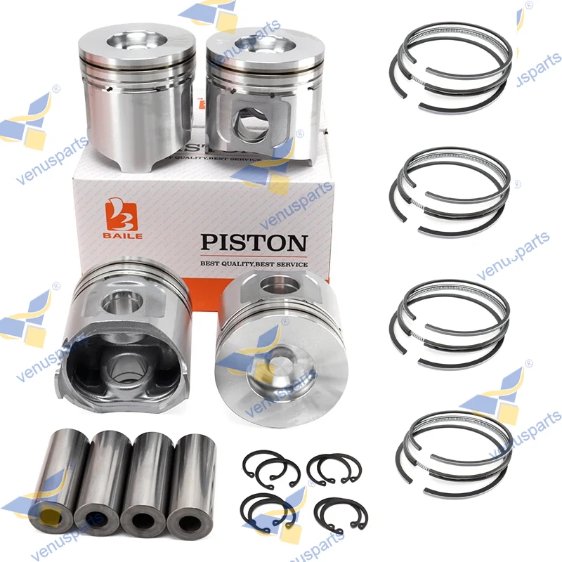 4TNV98 16V Piston +Piston Ring With Pin Lock + Clip 4-cylinder For Yanmar Engine YM129907-22090 98*2HK+2+3