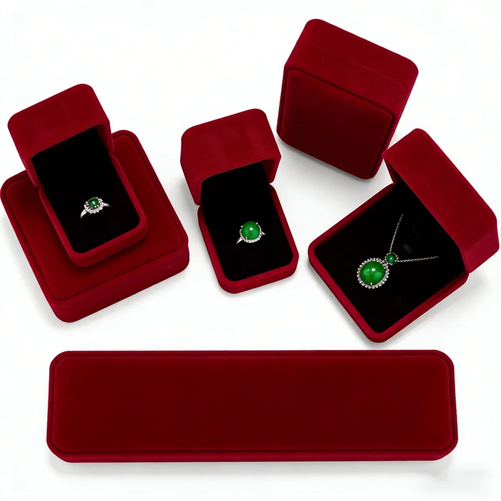 

Бархатная шкатулка для драгоценностей, красное кольцо, ожерелье, кулон, браслет, коробка для хранения ювелирных изделий, витрина, упаковка для свадебного подарка на день Святого Валентина