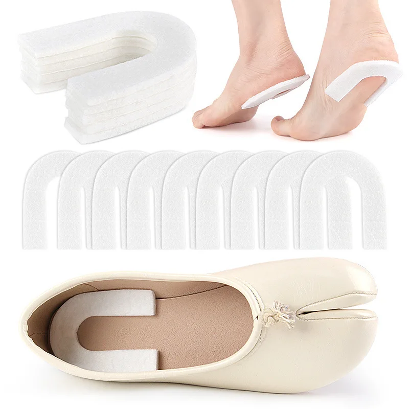 1/10Pairs الأبيض U شكل منصات كعب ذاتية اللصق النعال الأحذية وسادة تقليل كعب الإغاثة الضغط الألم الأحذية النعال اكسسوارات