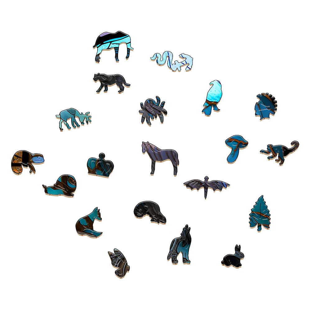 Misterioso Puzzle in legno dipinto uccello nero divertente giocattolo Puzzle in legno animale giochi intelligenti Puzzle a forma rotonda miglior regalo per bambini