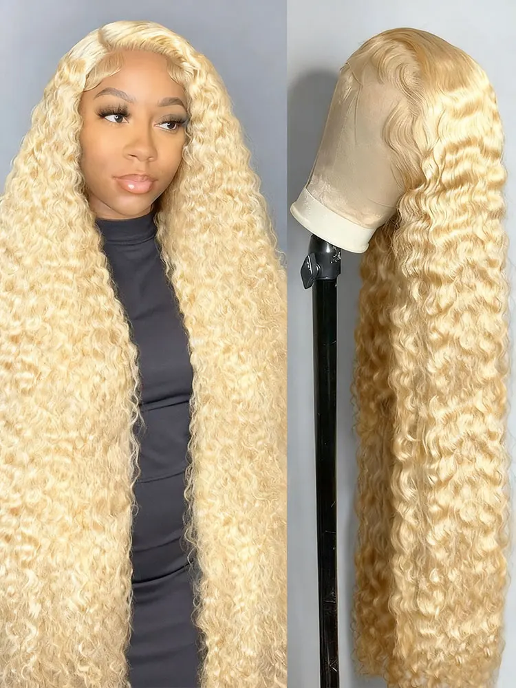 

40 42 Inch 613 Colored Curly Human Hair Wigs 13x6 HD Transparent Lace Frontal Wigs Pre Plucked Brazilian Water Wave Deep Wave Lace Front Human Hair Wigs 250% High Density 13x4 Honey Blonde Lace Front Wig For Women