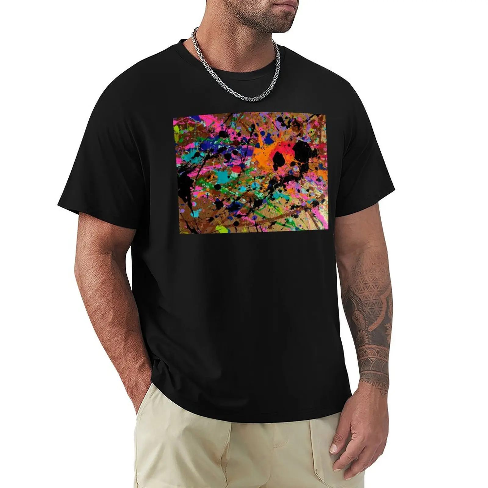 Golden Splatter Portal T-Shirt hippie clothes plus size tops shirts for men graphic tees