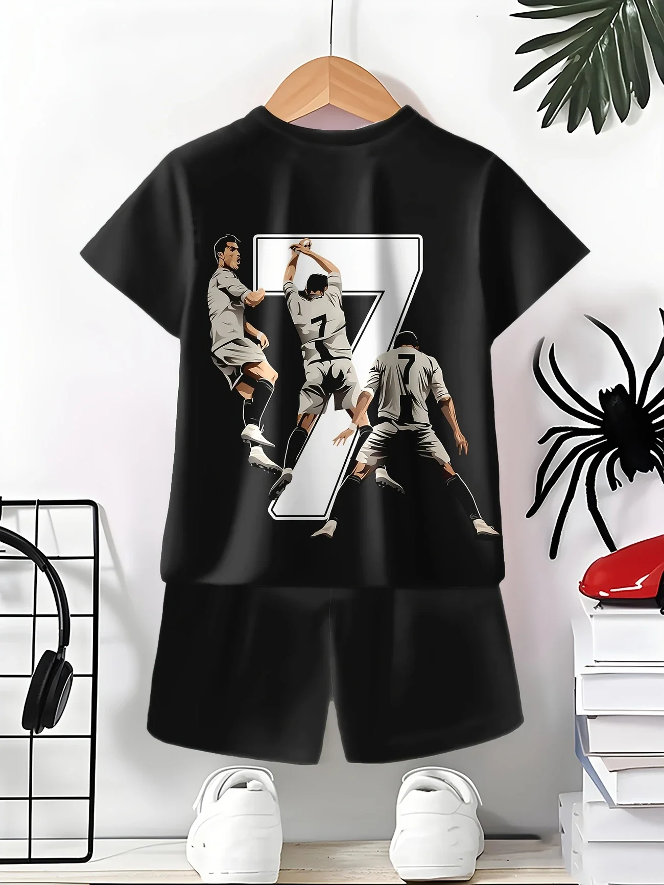 Summer Fashion 3D Printed Number 7 Football Star T-shirt and Shorts Set for Outdoor Leisure