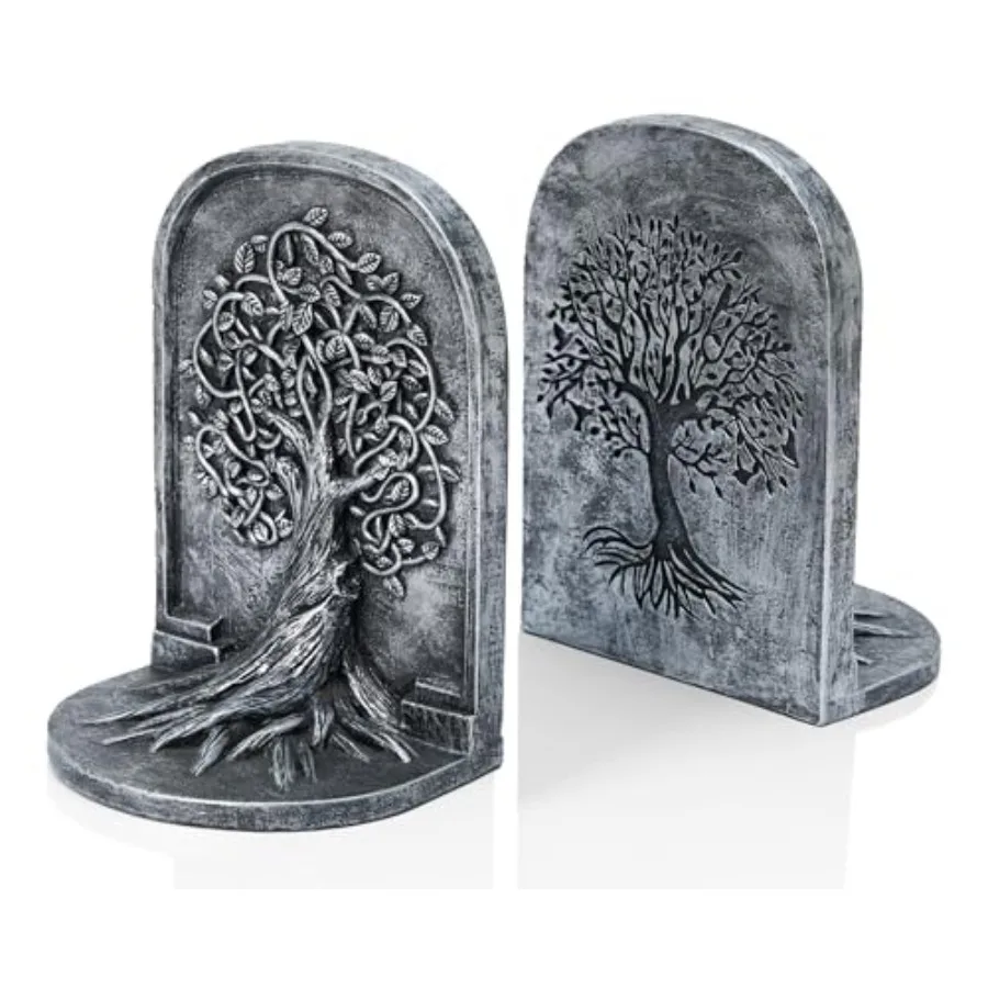 Sujetalibros 3D Árbol de la Vida con Detalles Intrincados, Construcción de Resina Sólida, Diseño Antideslizante, Decoración para el Hogar, Biblioteca u Oficina
