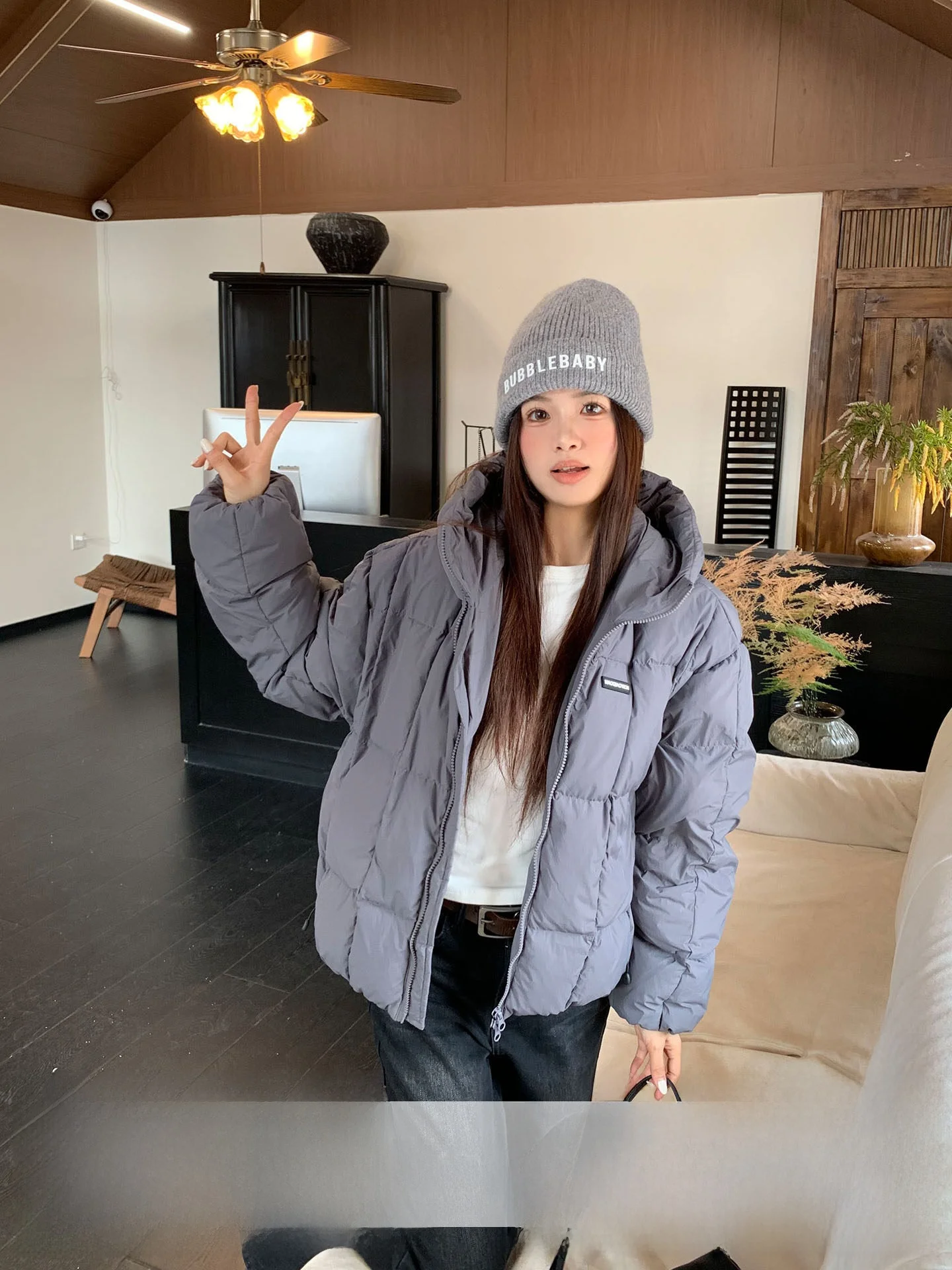 

Women's Casual Sle Hooded Lightweight Du down Jaet Orange Tree Where Beautiful American Ribs Warm Loose Fit Outerwear