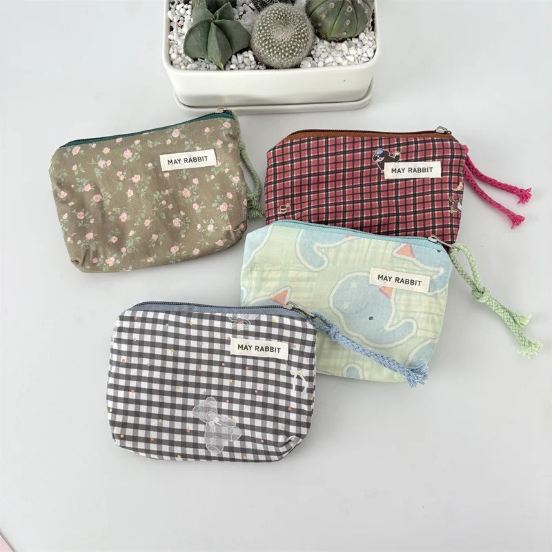 

YIFAN Wholesale 4 Bags /Set, Cotton Coin Purses Retro Women Cosmetic Bag Toiletry Makeup Organizer Pouch Zipper for Girs