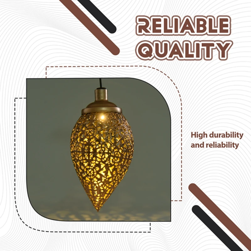 Solar Powered LED Moroccan Hanging Lantern Retro Moroccan Pattern Projection Lamp Outdoor Garden Decor Fairy Light Kit-ABHG