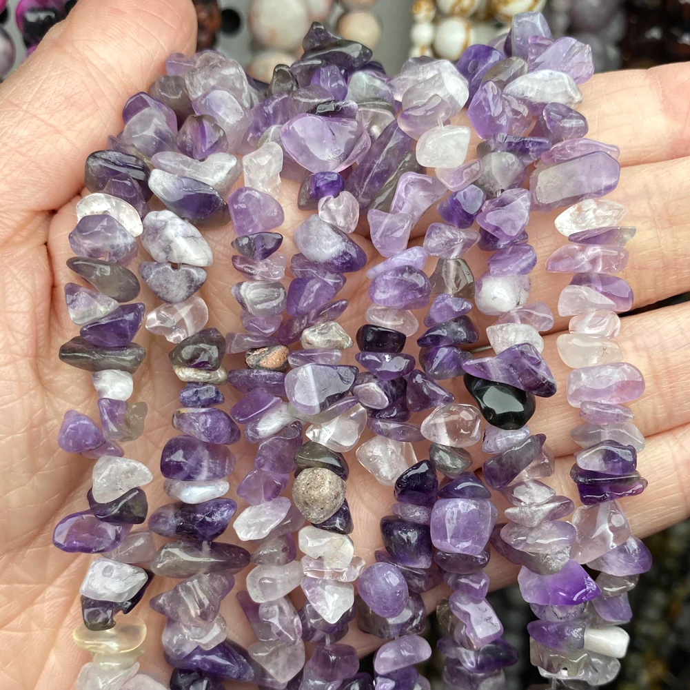 5mm-8mm Natural Amethysts Chips Beads Accessories For Needlework Jewelry Making 15inch Gravel Irregular Beads Diy Bracelets