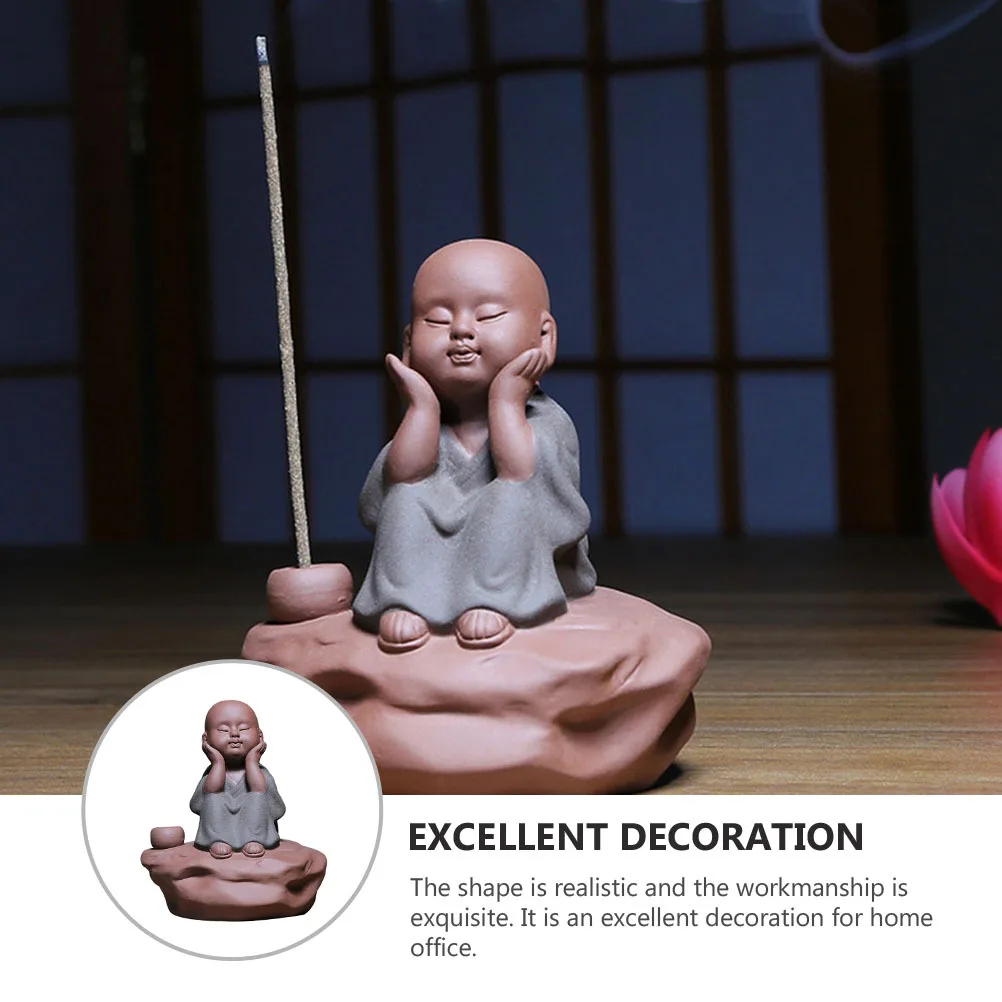 

1Pcs Realistic Tea Pet Decoration Purple Clay Pottery Home Office Tabletop Ornament Zen Monk Buddha Sculpture