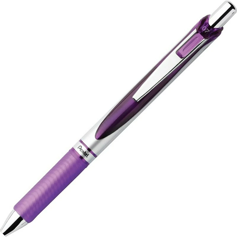 Retractable Liquid Gel Pen, (0.7mm) Metal Tip, Medium Line, Violet Ink