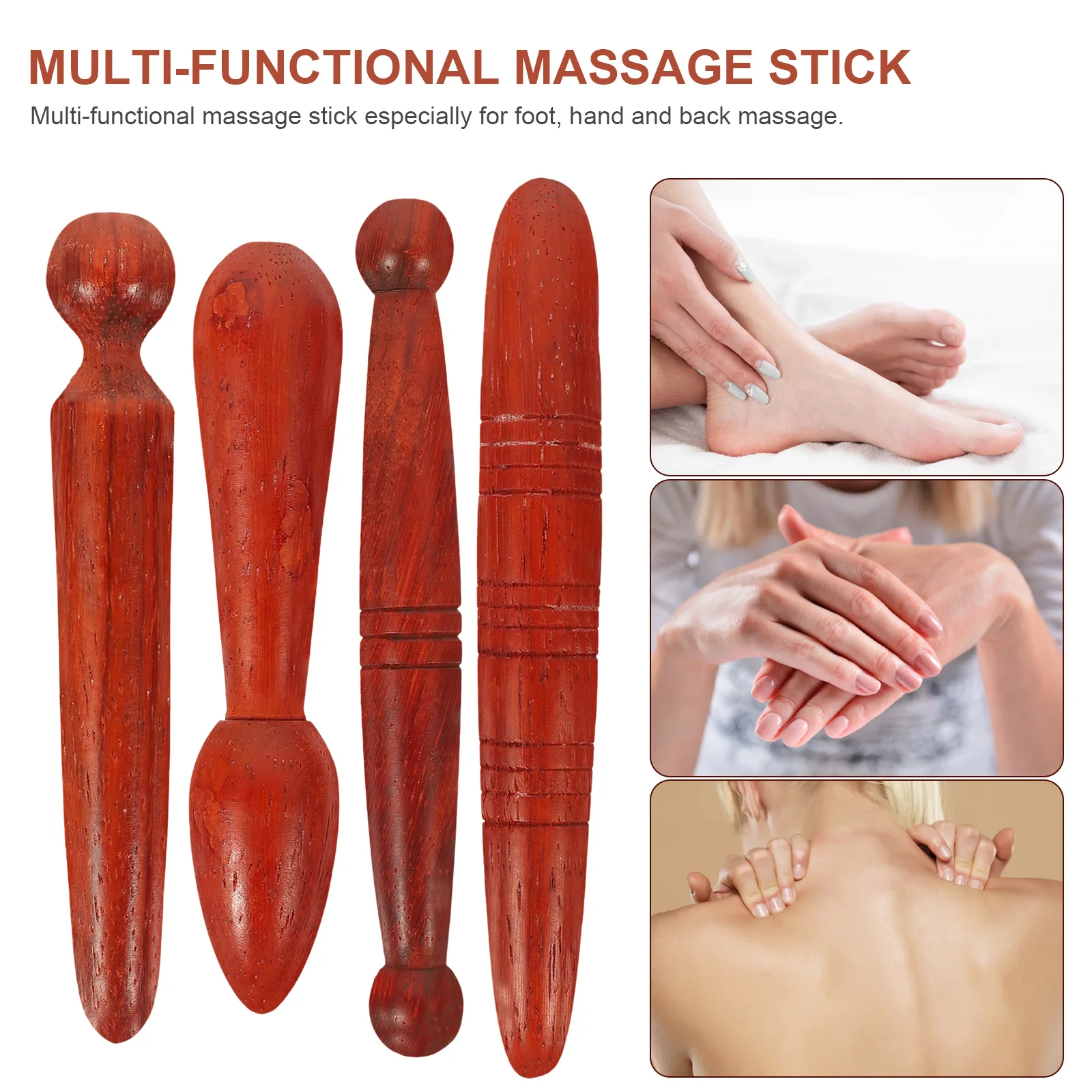 

4 шт., деревянная палочка для акупрессуры, набор инструментов для массажа, рефлексологический массажер, ручной ролик для ног, спа-набор, инструмент для ног, тайская терапия, палочки для тела