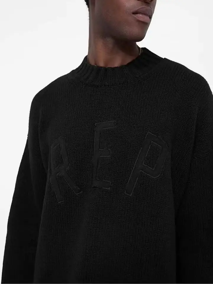 

American Casual Embroidered Letter Patch Logo round Ne Sweater Men Women Sle Long Sve Knitted Sweater Youth Vitali