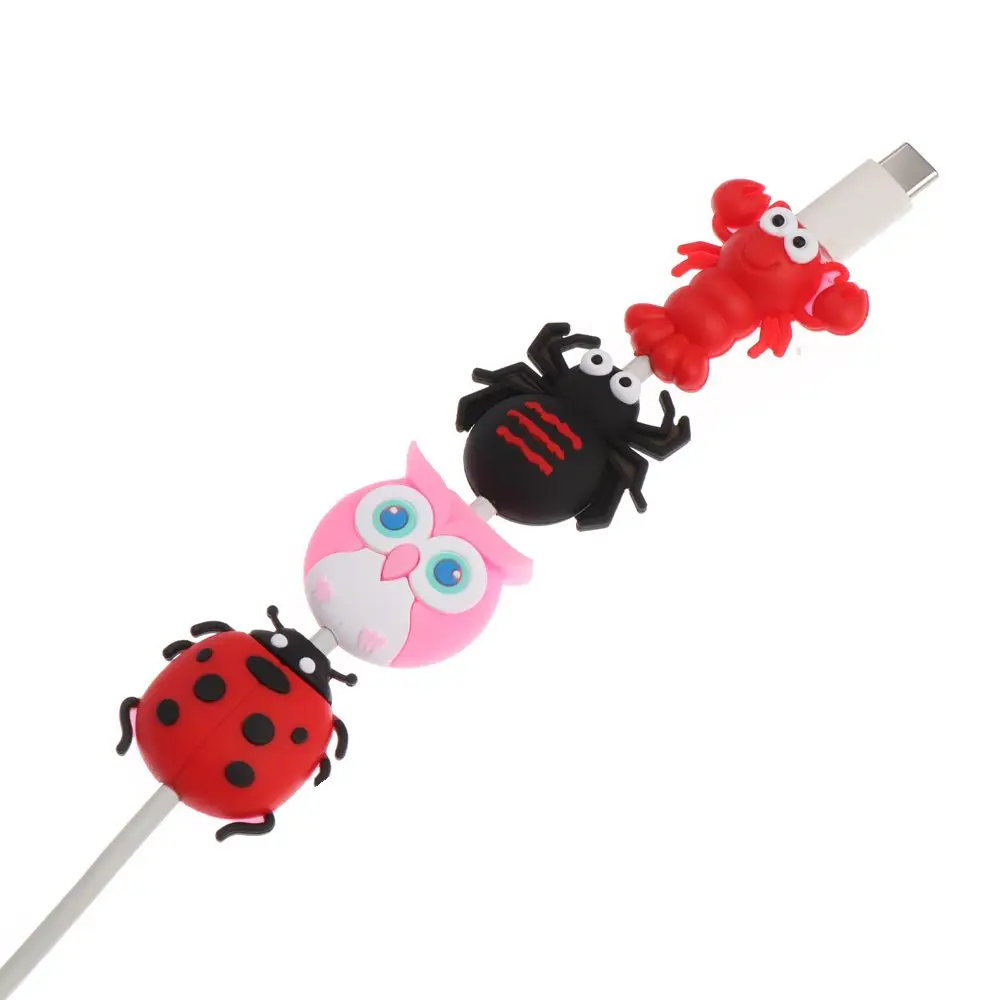 Silicone Case Data Line Cover Insect Shape Wire Cord Protector Animal Wired Earphone USB Charger Cable Protectors