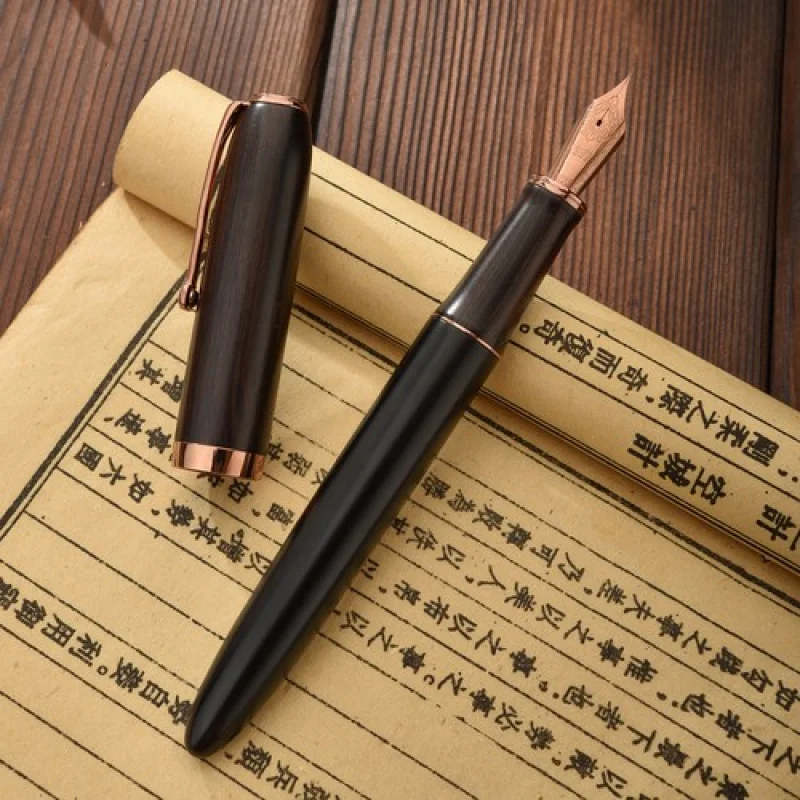 A+ Hongdian A10 Natural Wooden Fountain Pen EF F Nib with Converter Writing Pen