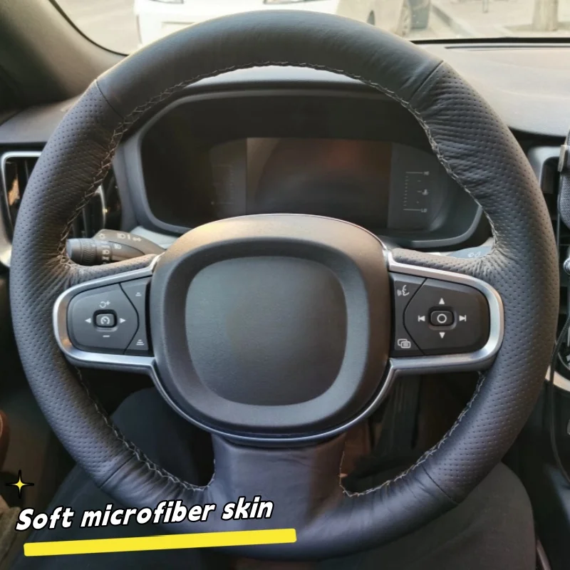 

Custom Hand-stitched Black Microfiber Leather Steering Wheel Cover For Volvo XC60 XC40 S90 S60 S40 XC90 V60 V90 Car Accessories