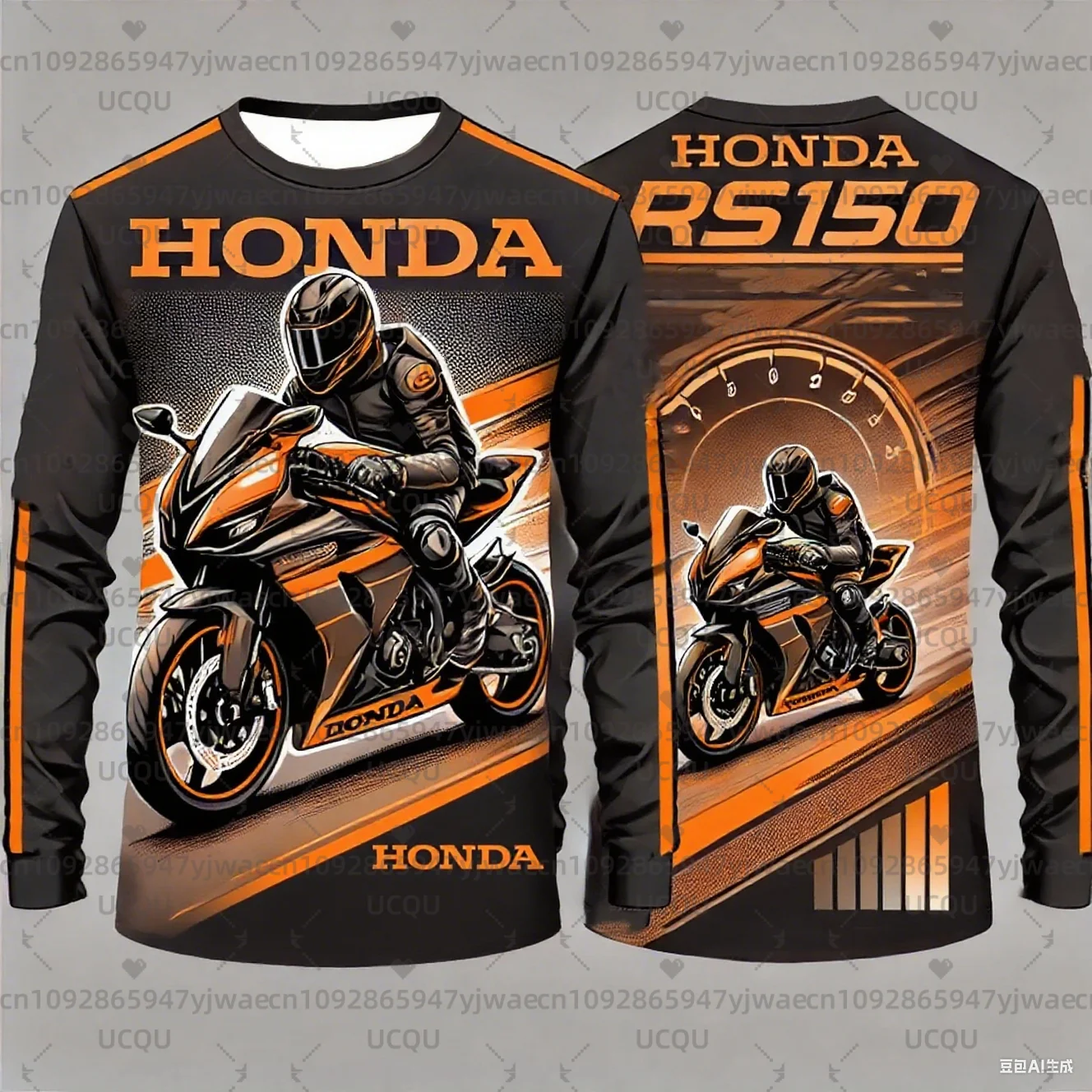 CHATGPT تصميم ثلاثية الأبعاد الطباعة Motociclista السائق Deportiva التجفيف السريع بأكمام طويلة هوندا ركوب قمم تي شيرت للرجال والنساء #5