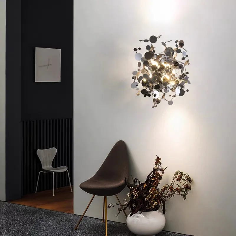 2026 Italian Designer Stainless Leaf Wall Lamp Sconce Light For Living Room Bedroom