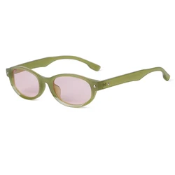 LAURINNY Fashion Women Sunglasses Rectangular Frame Narrow Retro Cat Eye Green Shades Men Sun Glasses Female UV400 Gafas De Sol