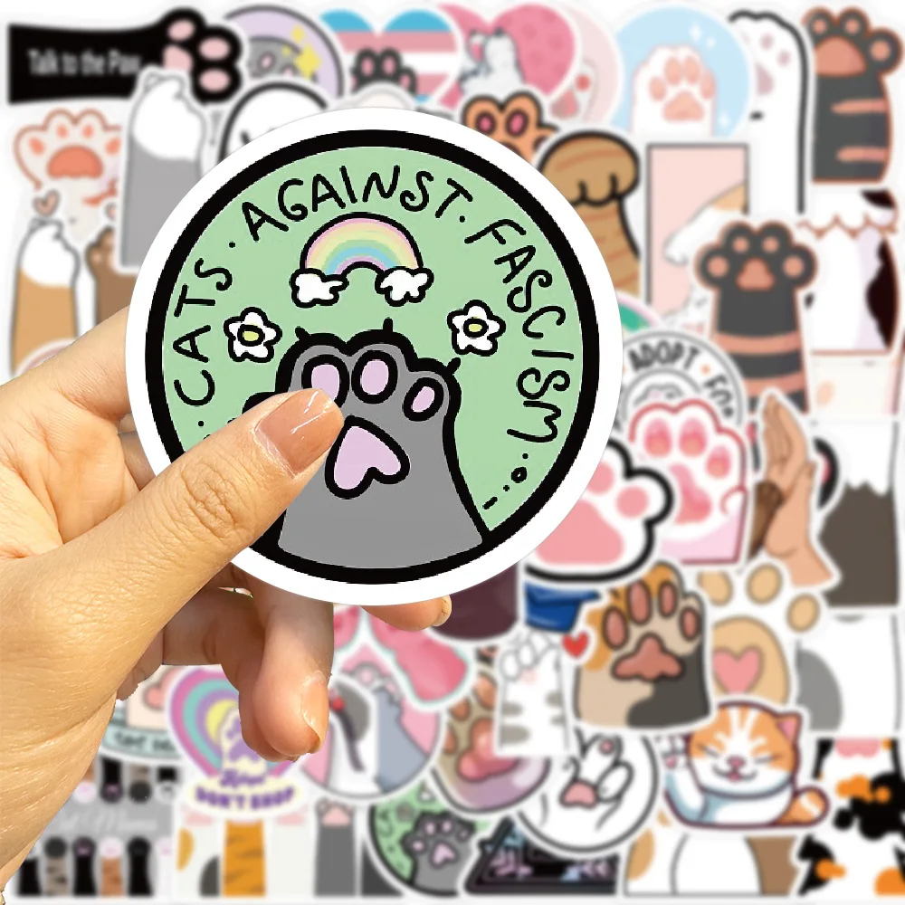 10/30/61PCS Kawaii Cat Paw Cartoon Stickers Decals Kids Toy DIY Diary Suitcase Scrapbook Laptop Bike Graffiti Animal Sticker