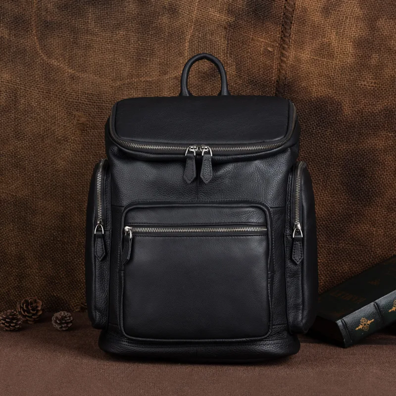 Johnature Vintage Genuine Leather Men Backpack Large Capacity Outdoor Travel Bags Natural Soft Cowhide Fashion Laptop Backpacks