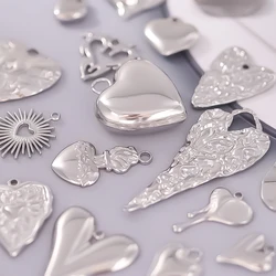 6pcs/Lot Classic Stainless Steel Heart Charms For Jewelry Making Bracelets Earring Necklace Pendant Love Material Girl Breloques
