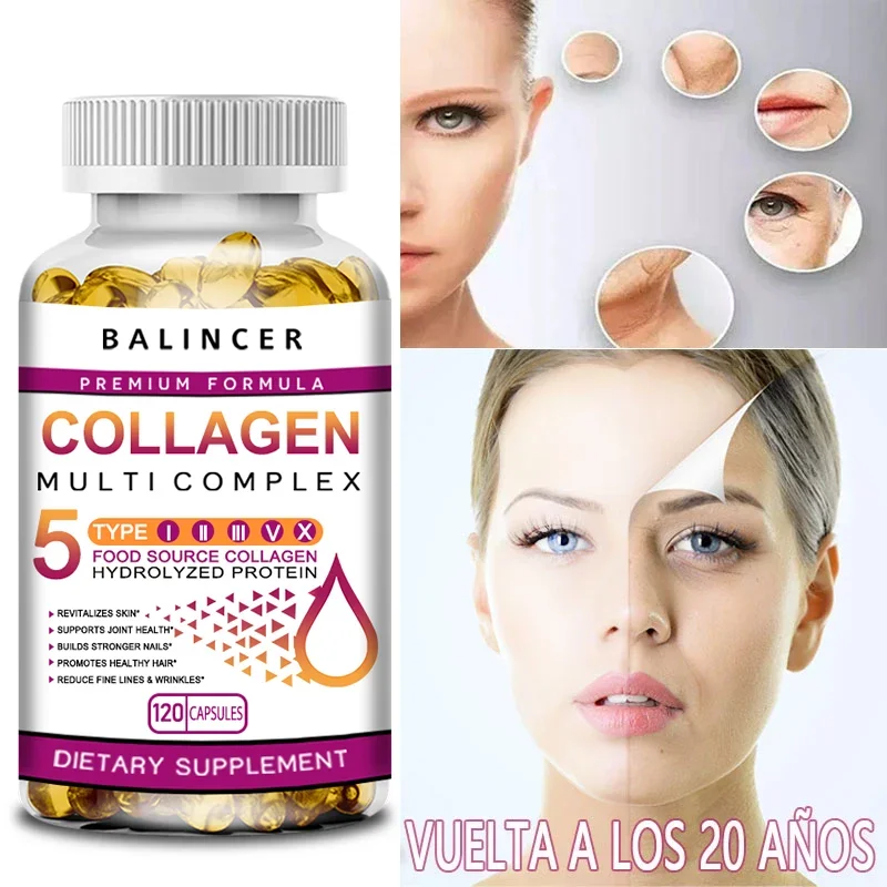 Collagen dietary supplement, a health care product for women\'s skin that supports healthy skin, hair, nails, and antioxidants