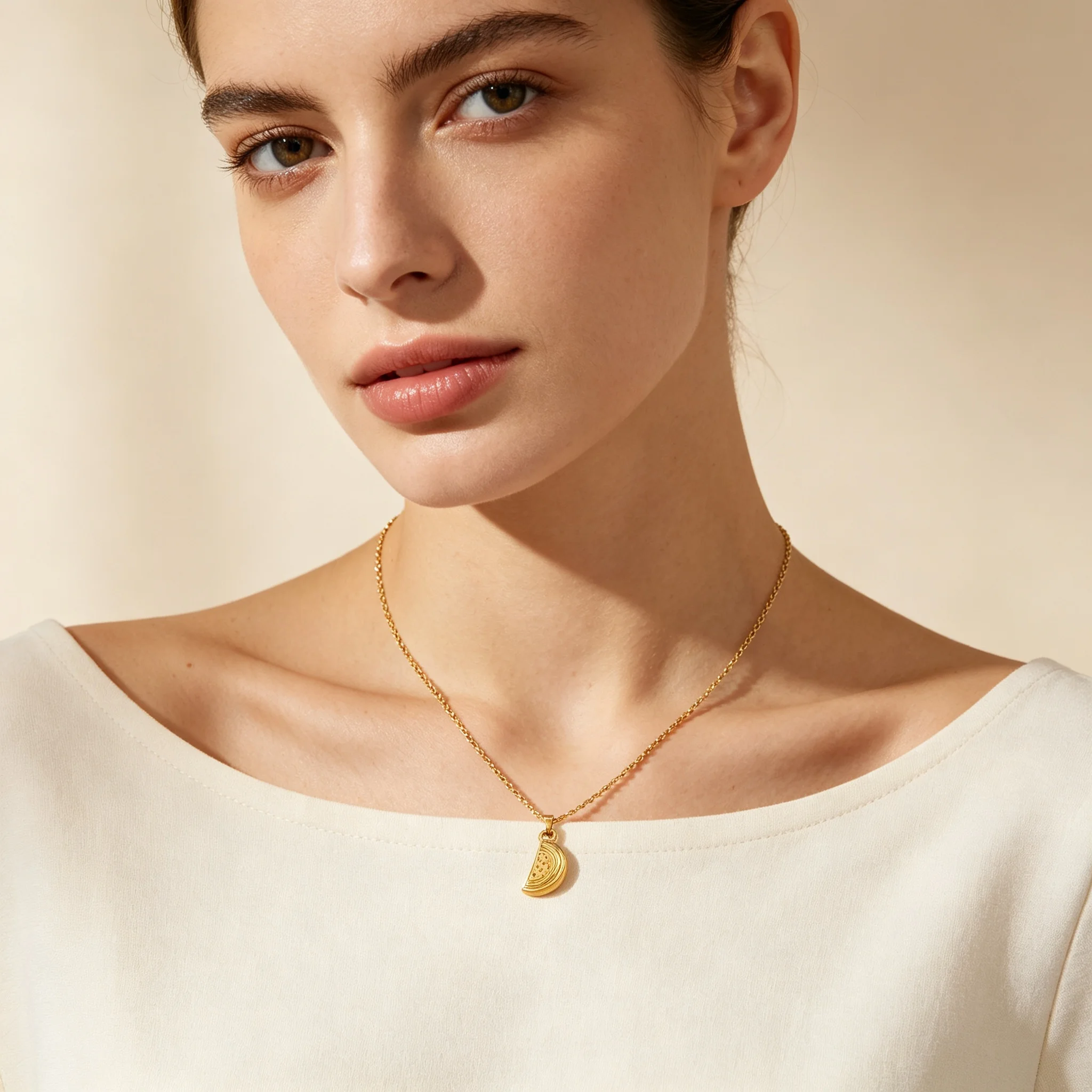 Palestinian Watermelon Pendant Necklace, Exquisite Fruit-Inspired Minimalist Stainless Steel Necklace, Sweet Everyday Casual Neck Accessory for Women, Perfect Birthday and Holiday Gift, Available in 3 Colors