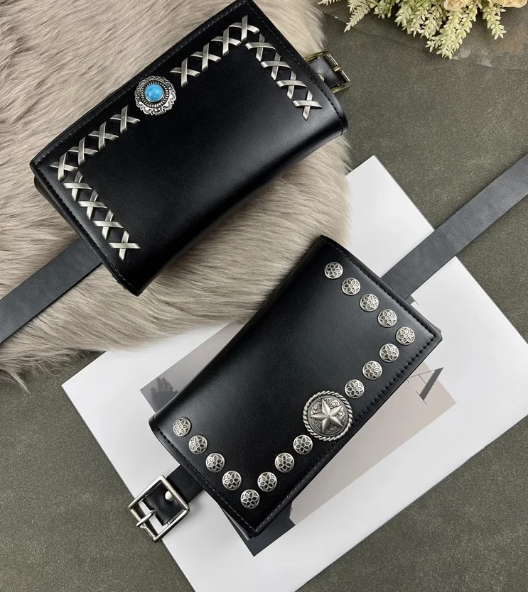 Silver Black MIni Waist Packs Women PU Leather Waist Belts With Phone Bag Street Wallet Purse Phone handbag Small Shoulder Bags