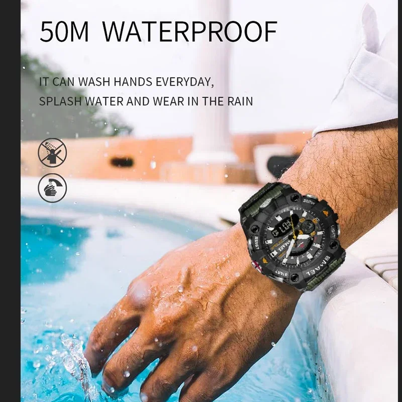 Smael 8040 50m wasserdichte Armbanduhr Stoppuhr Alarm LED Licht Digitaluhren Herren Sport uhr Militär uhren Herren uhr