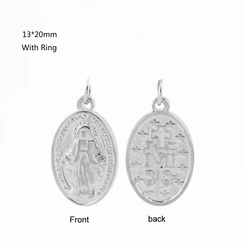 10pcs Our Lady virgen de guadalupe small Oval charms gold color medal tags round Stainless Steel Pendant