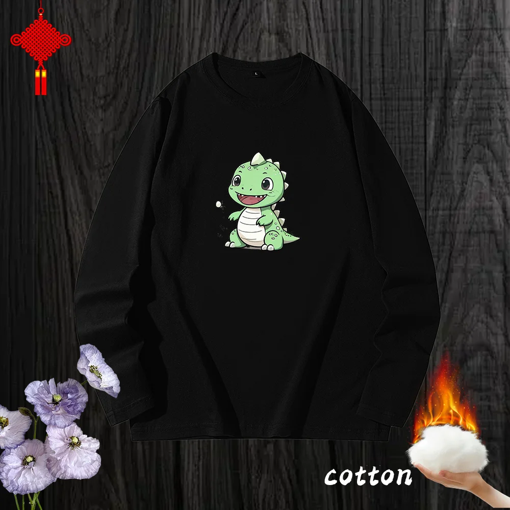 Camiseta de manga larga con estampado 3d para mujer, Camiseta holgada informal con estampado de dinosaurio versátil, diseño de dibujos animados, tendencia de moda