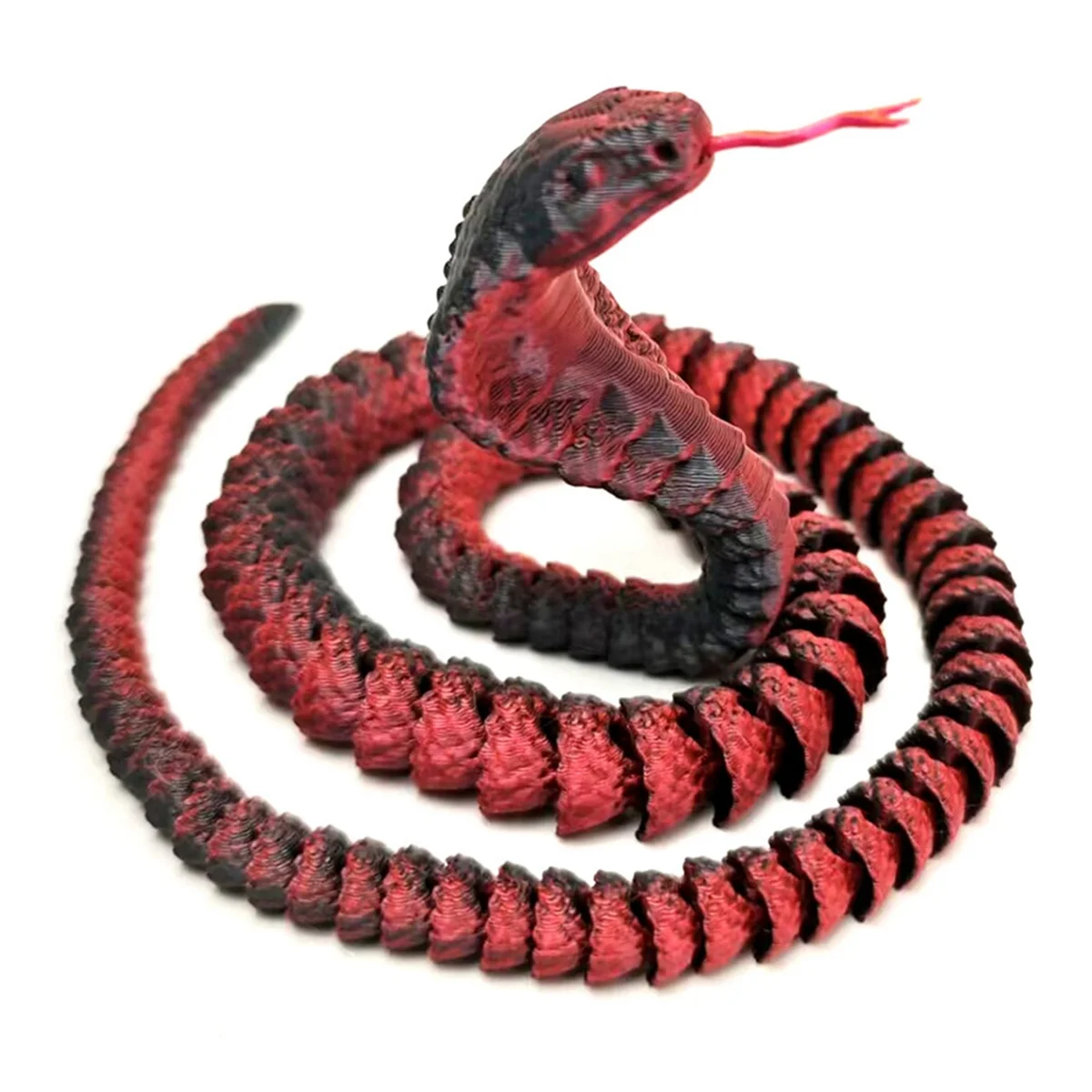 3D Printed Snake, Movable Snake, Real Printed Snake, Handmade Toy Birthday Gift, Desktop Decoration Laser Red & Black