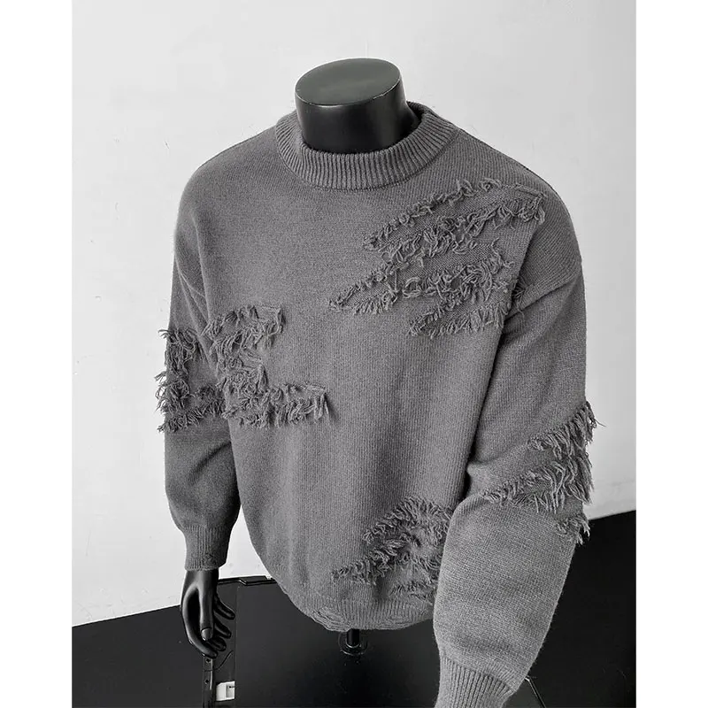 

M-XXXXL Большой размер, унисекс, свитер с круглым воротником и длинными рукавами, свободный крой, уличная одежда, вязаный пуловер для осенней повседневной одежды для мужчин и женщин