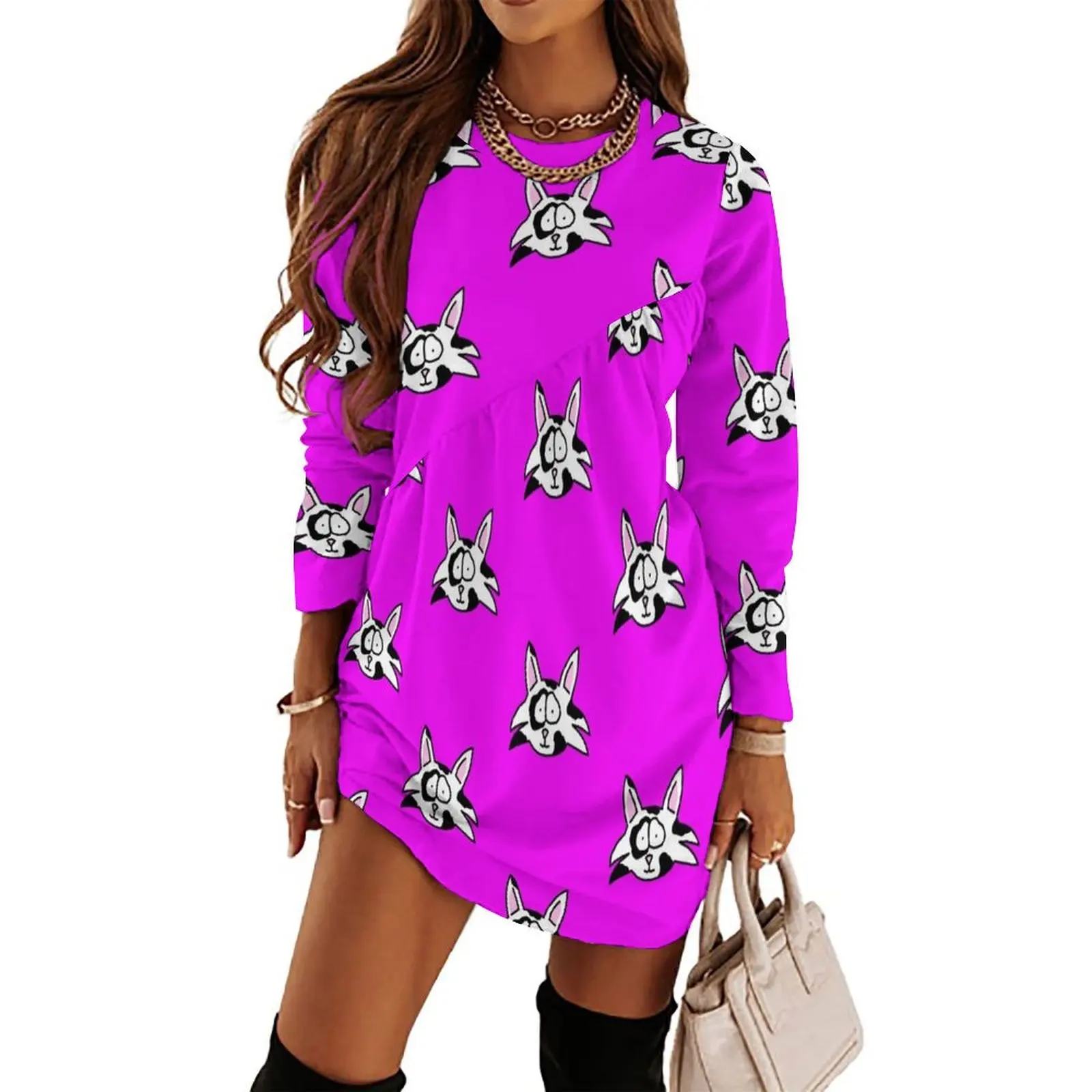 

Cat Patches Long Sleeved Dress summer dresses women 2024 Women"s summer dress dresses for woman