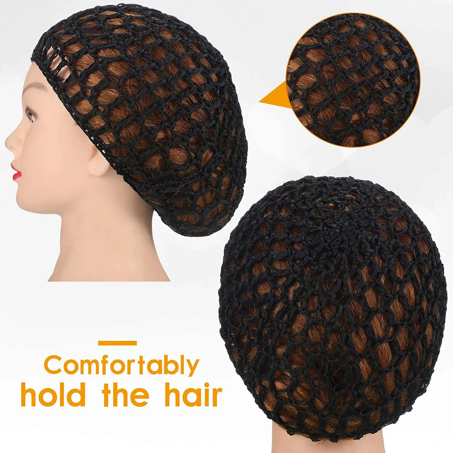 1-3Pcs Cotton Black Wig Caps for Wig Weaving Cap Mesh Base Machine Made with Adjustable Strap Hair Net for Sleeping