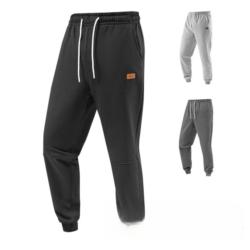 High Waist Straight Leg Men's Knitted Elastic Sports Pants Autumn Outerwear Casual Loose Fit Polyester Fiber Spring Season