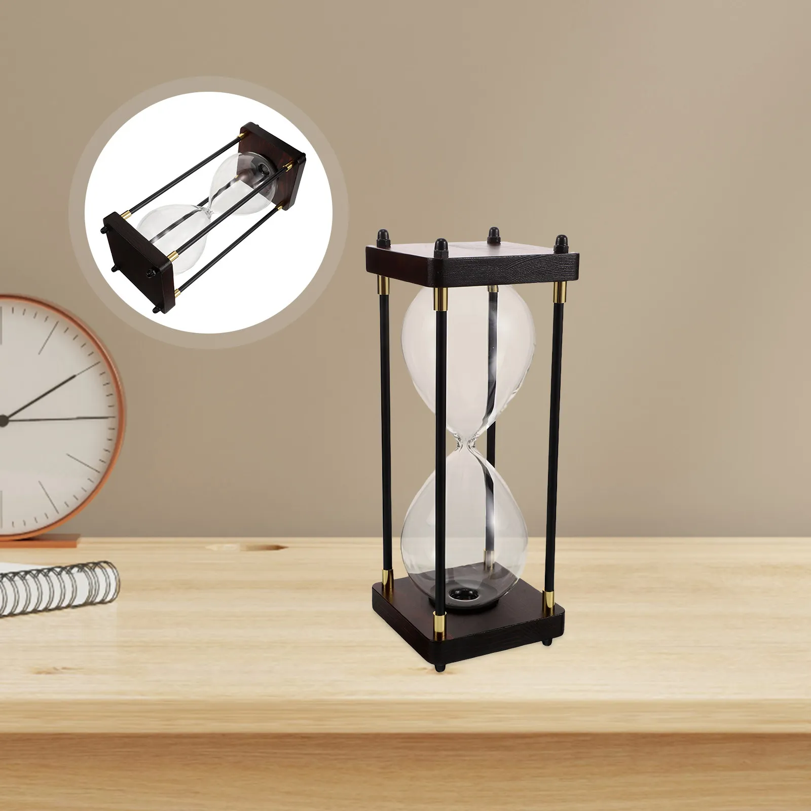 Empty Fillable Glass Hourglass 10 Inch Vintage Wooden Frame DIY Sand Timer Clock Wedding Ceremony Desk Office Decorative