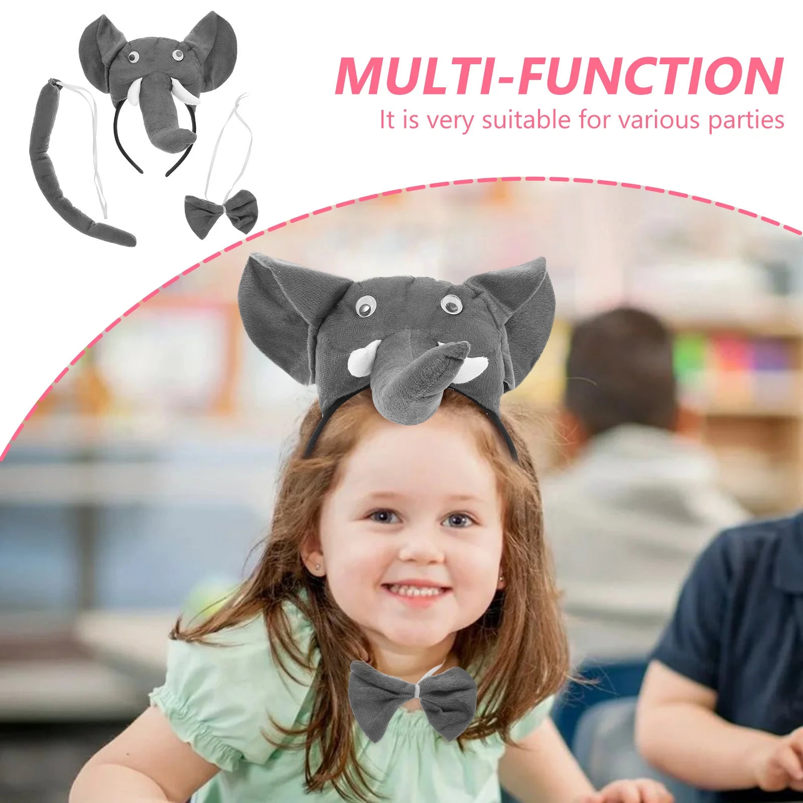 3 個の子供用動物の耳カチューシャネクタイと尻尾セットコスチュームプレイ写真小道具エンターテイメント用