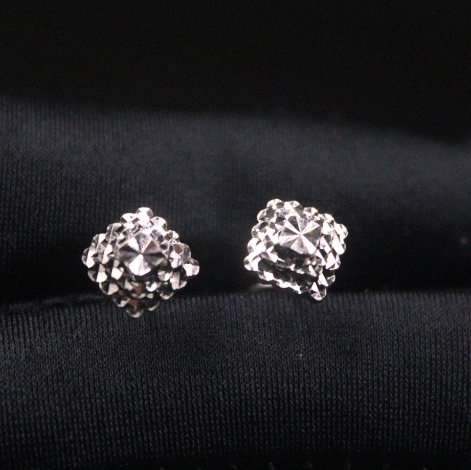 Marked Pt950 Real Platinum 950 Earrings Stud For Women 6mm Square Full Star Earrings Hook 2.5g