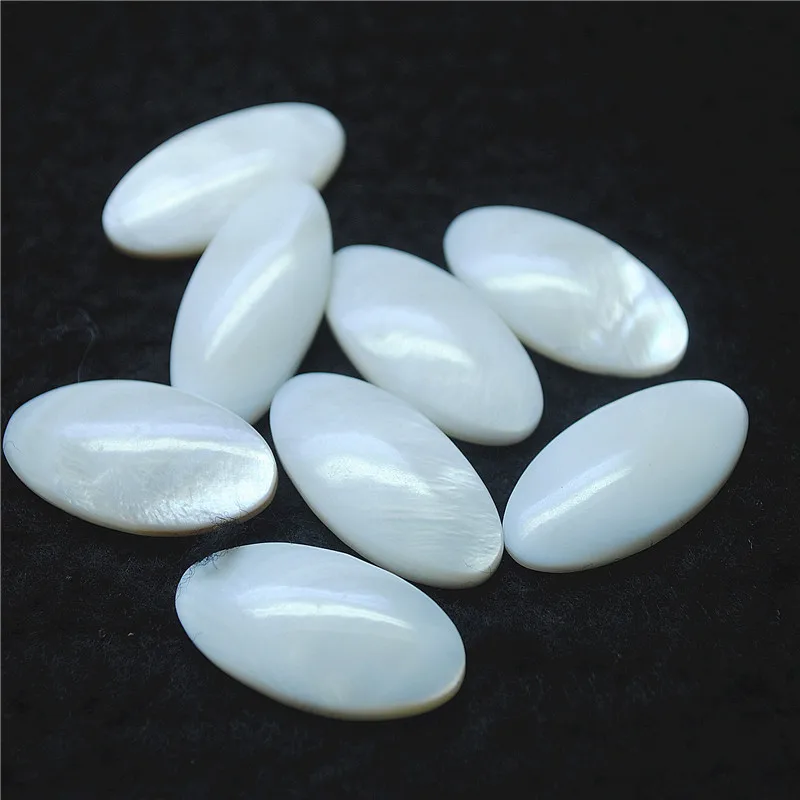 15PCS Natural White Shell Cabochons Mother Of Pearl Long Oval Shape 15X30MM DIY Jewelry Findings Oganic Material For Earrings