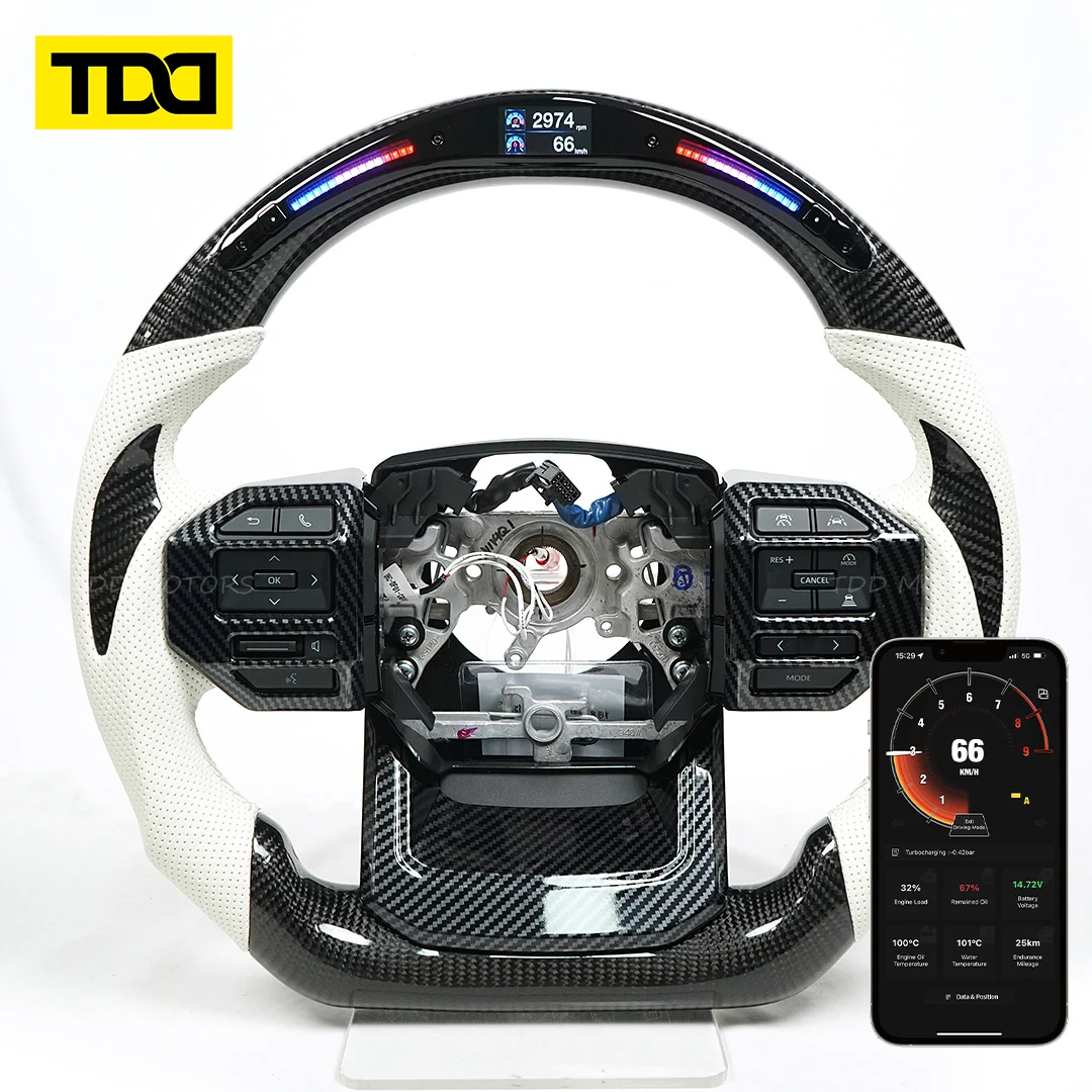 

TDD Carbon Fiber Customized Smart Galaxy Pro LED RPM Light Up Display Racing Steering Wheel for Mustang 2005