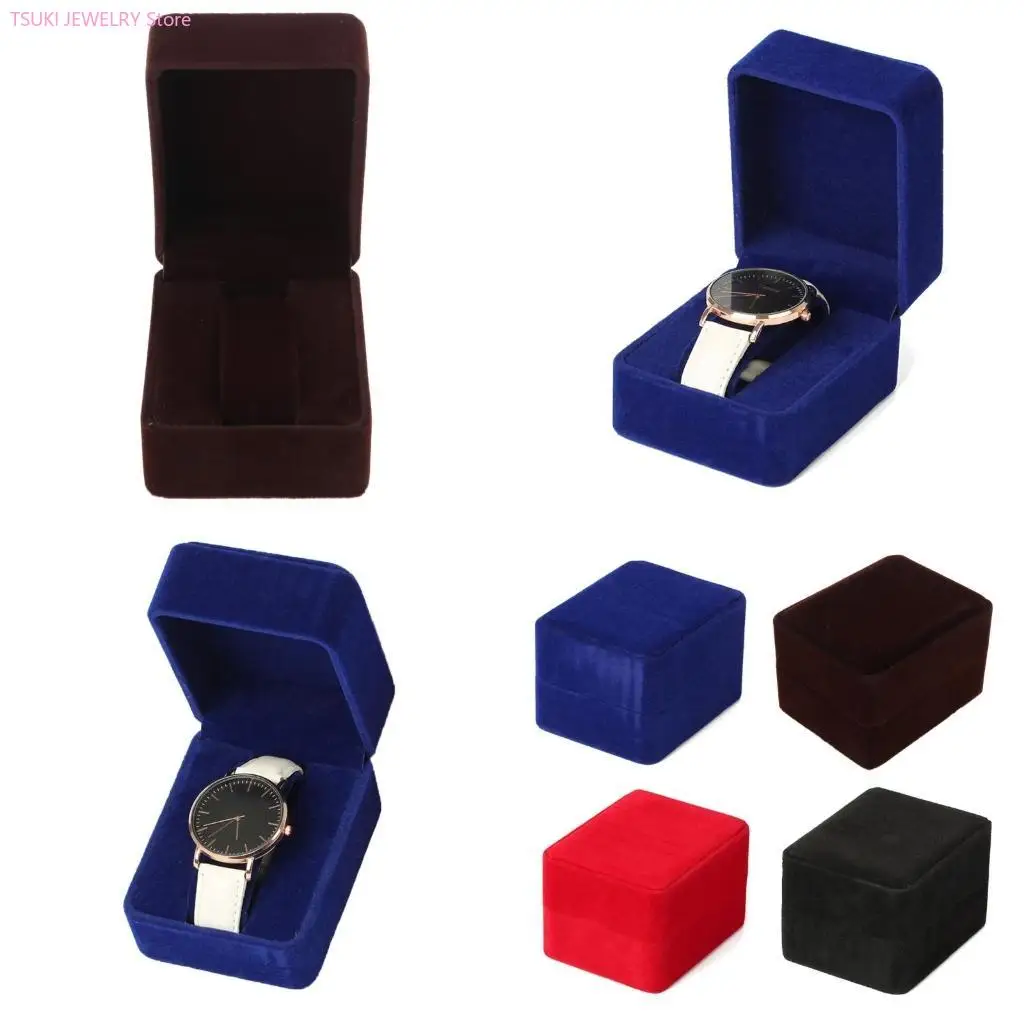 

62KE Flannelette Storage Case Portable Travel Watch Cases Handmade Display Box Accessory Boxes for Men Women