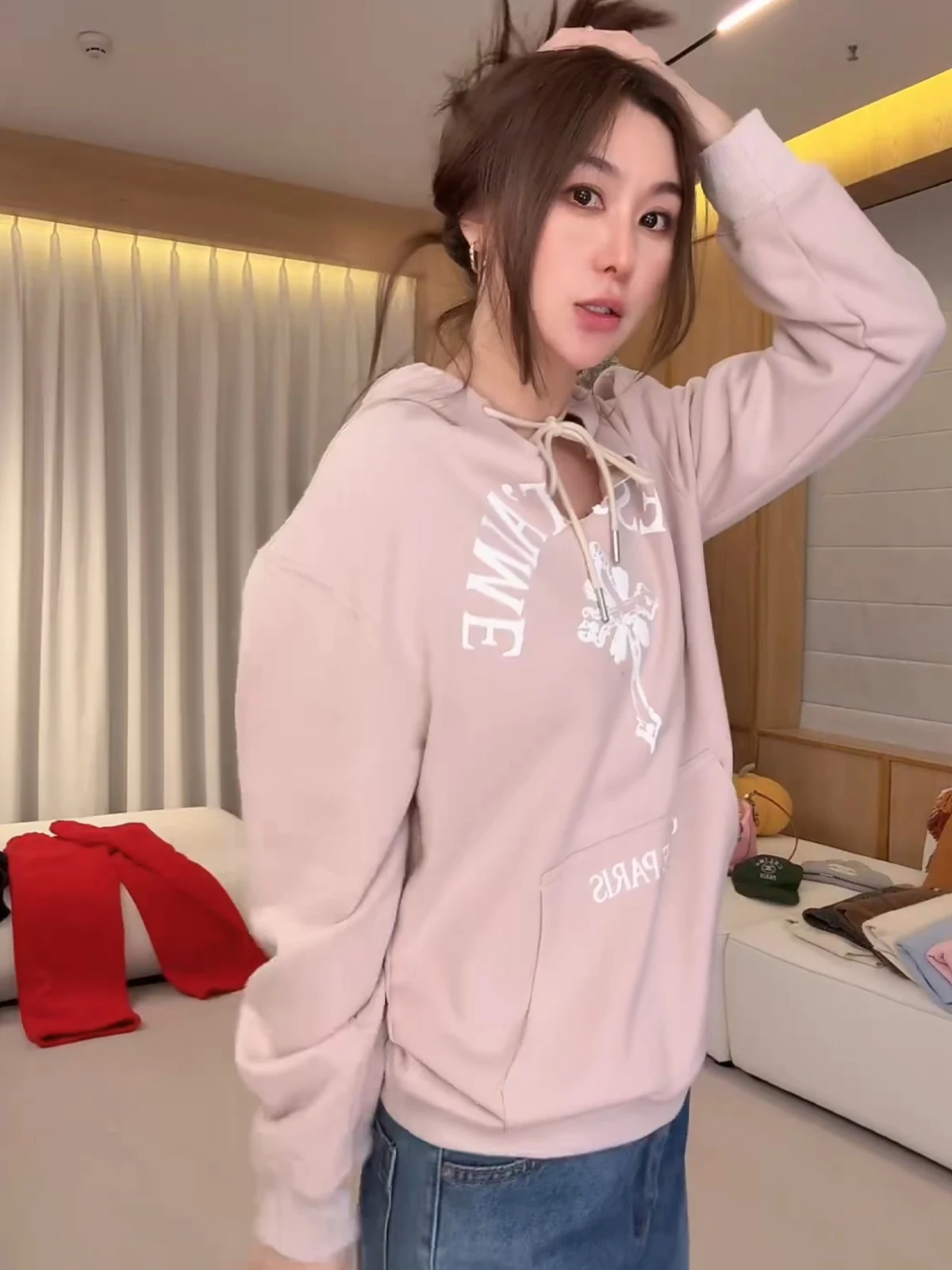 

Женская толстовка свободного кроя с длинными рукавами, американский стиль, с принтом, модный бренд, весенняя повседневная хлопковая толстовка с круглым вырезом