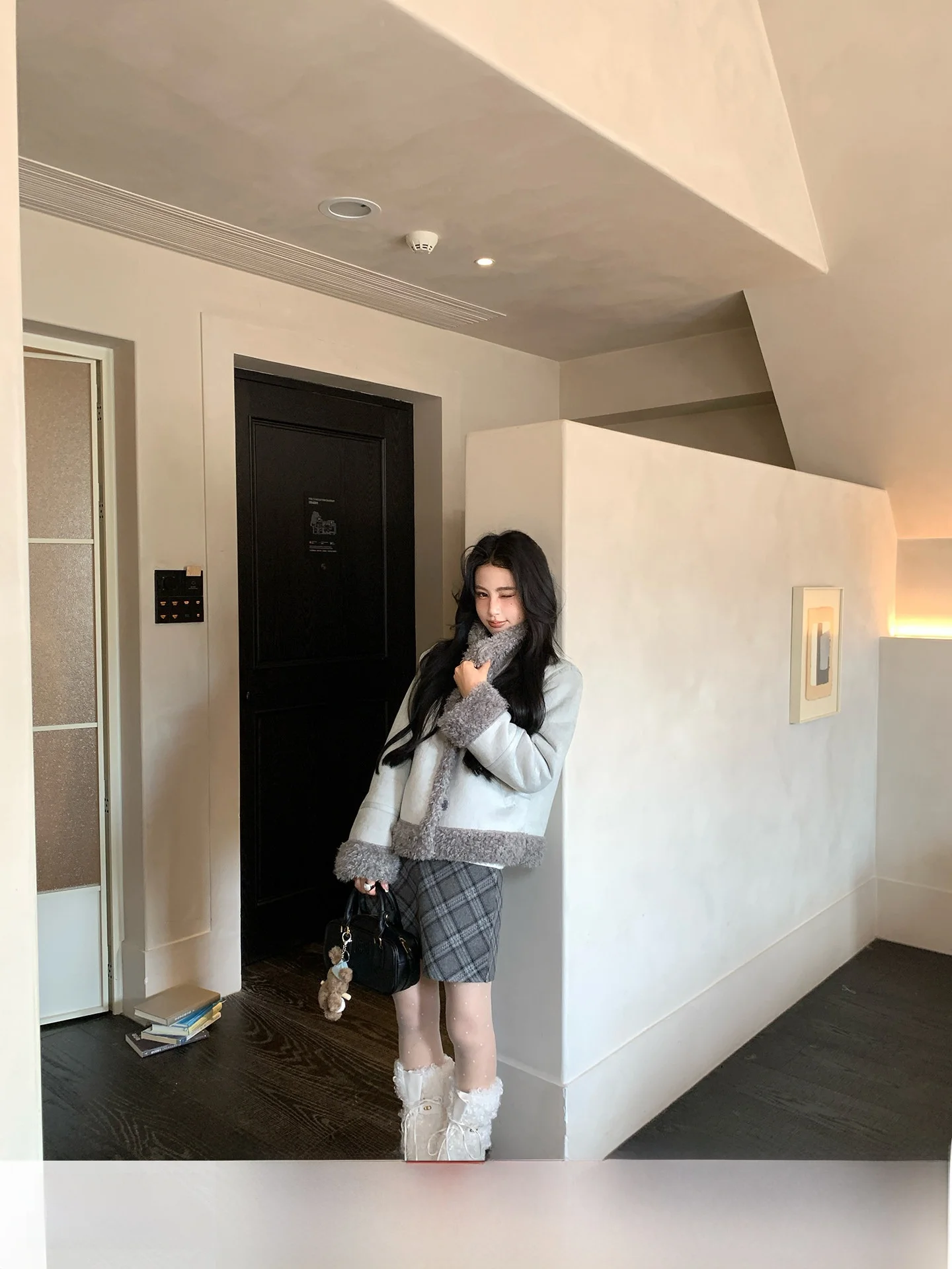 

Женская осенне-зимняя универсальная куртка Anneop Heisenberg с вставками из овечьего меха и кожи, повседневная, утепленная